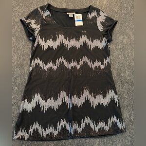 Self Esteem Black Top with Silver Sequins, NWT